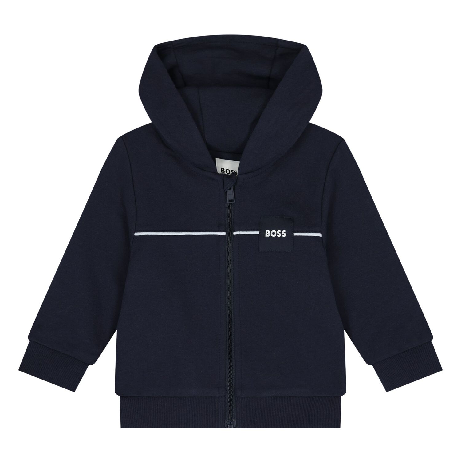 Baby Boys Navy Blue & White Logo Tracksuit Set, 2, hi-res