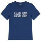 تي شيرت أزرق بشعار للأولاد, 1, hi-res