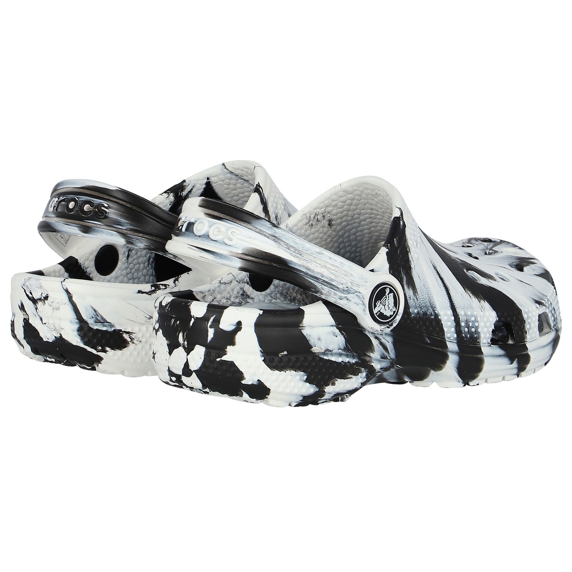 ★CROCS★ Classic Marvel Clog White Black 206867103 206867-1 Crocs Black & White Classic Marbled Clog Sandals | Junior