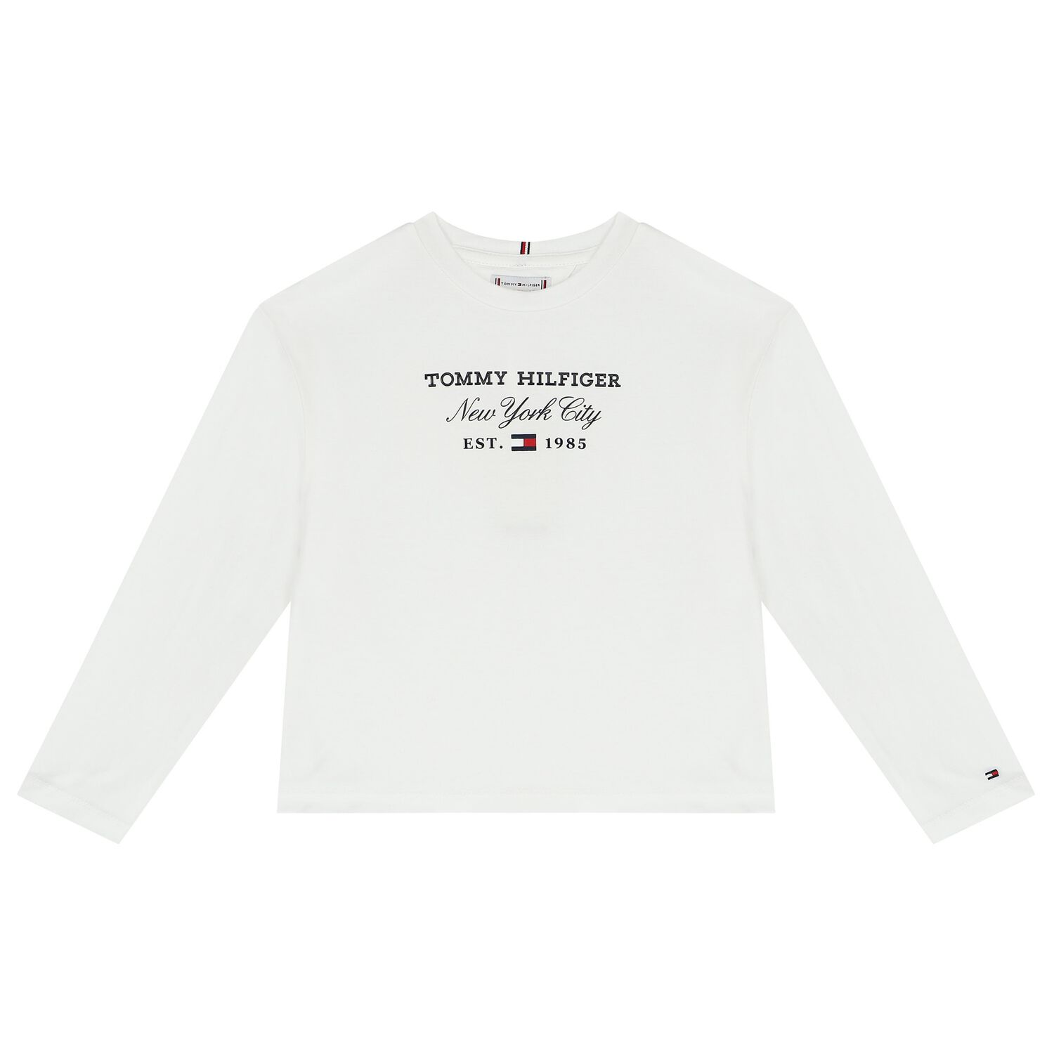 Girls White Logo Long Sleeve Top, 1, hi-res