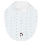 Baby Boys White & Blue Logo Bib, 2, hi-res