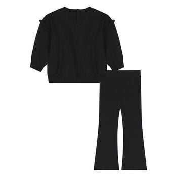 Younger Girls Black Logo Leggings Set