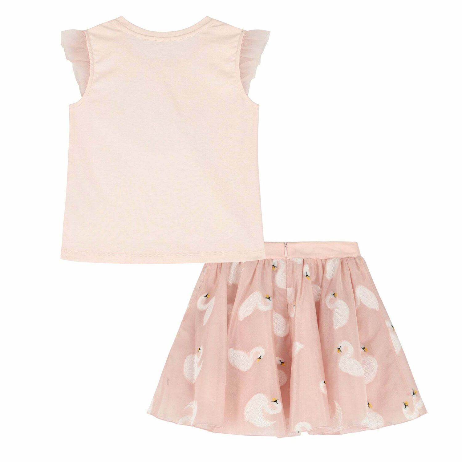 Girls Pink Swan Skirt Set, 1, hi-res image number null