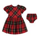 Baby Girls Red & Black Tartan Taffeta Dress Set, 1, hi-res