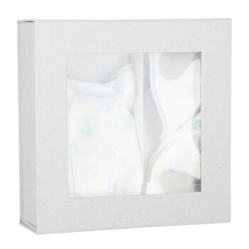 Baby Boys White & Blue Babygrow Gift Set