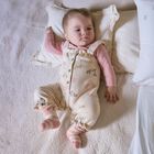 Baby Girls Ivory & Pink Animals Baby Dungaree Set, 1, hi-res