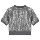 Girls Silver Embellished Logo Top, 1, hi-res