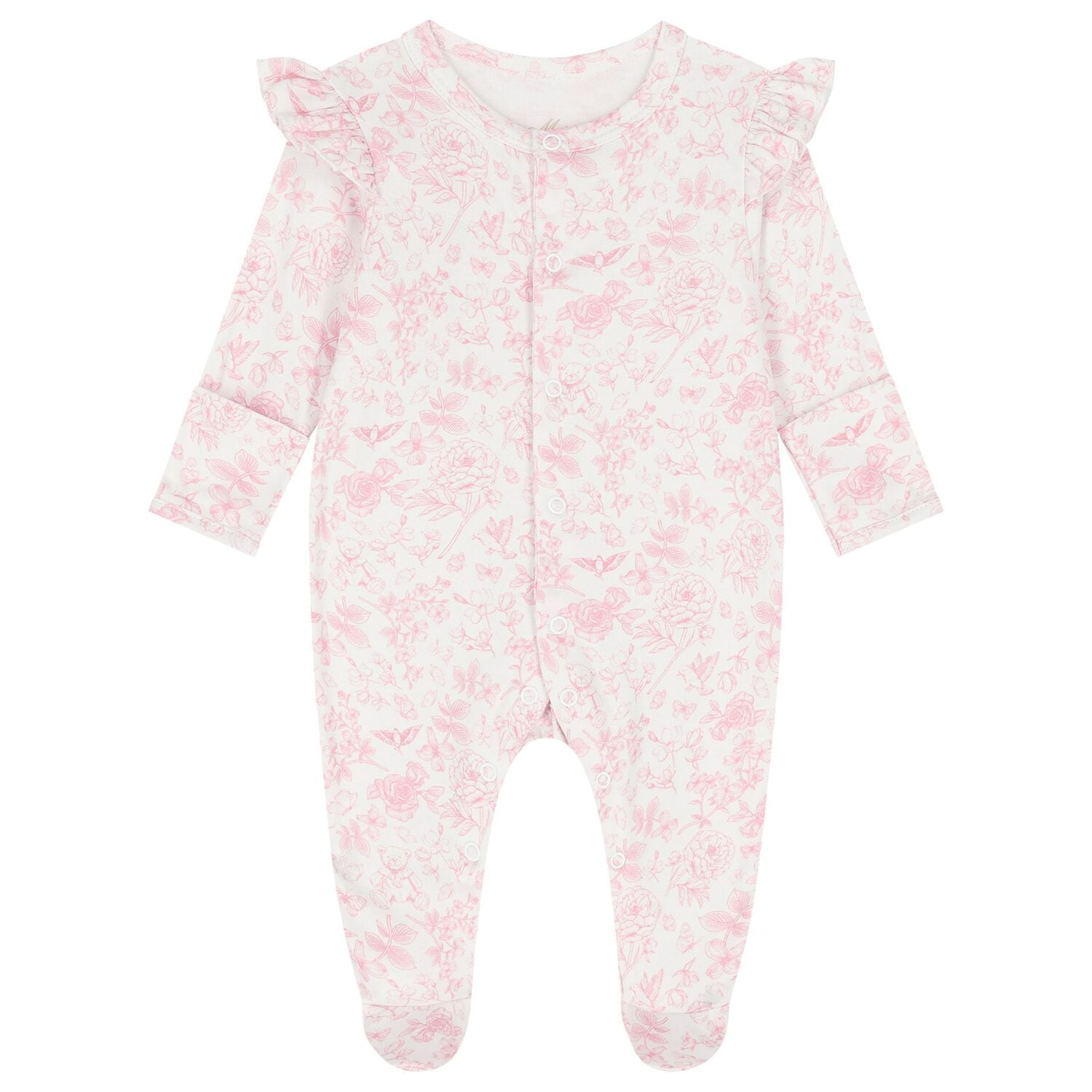 Baby Girls White & Pink Floral Babygrow Gift Set, 1, hi-res