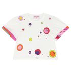 Girls White Cotton Fontane Print T-Shirt, 2, hi-res