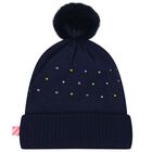 Girls Navy Blue Beanie Hat, 1, hi-res