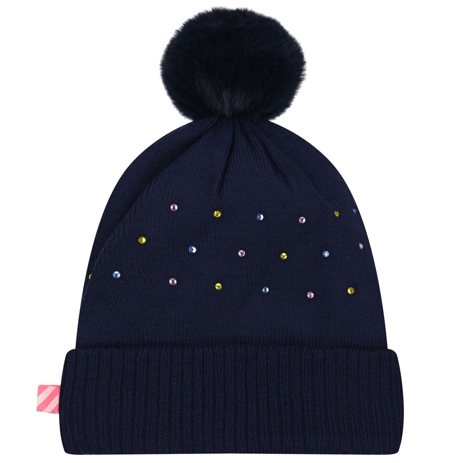 Girls Navy Blue Beanie Hat, 1, hi-res