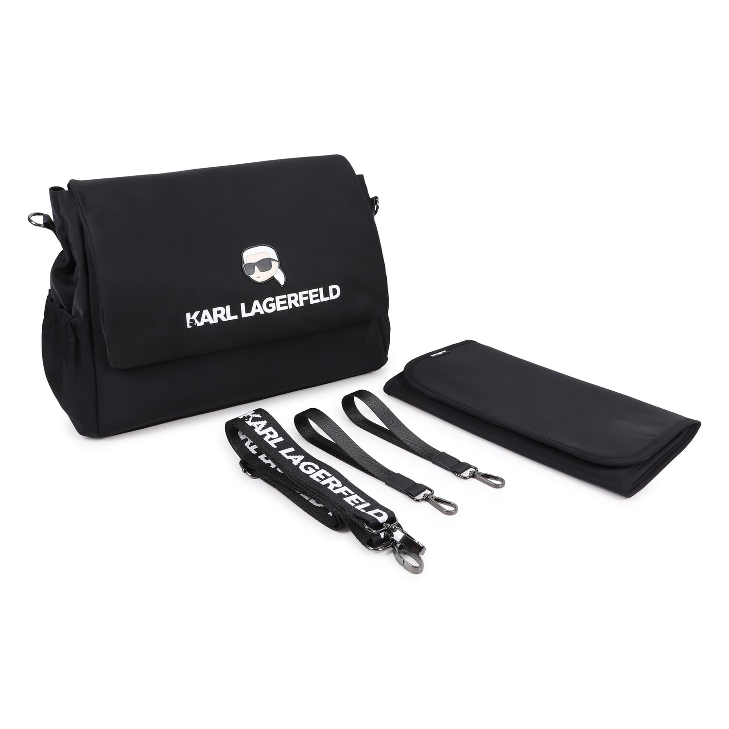 Black Ikonik Karl Logo Changing Bag, 1, hi-res