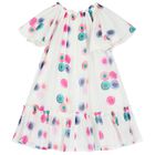 Girls White Ruffled Dress, 1, hi-res