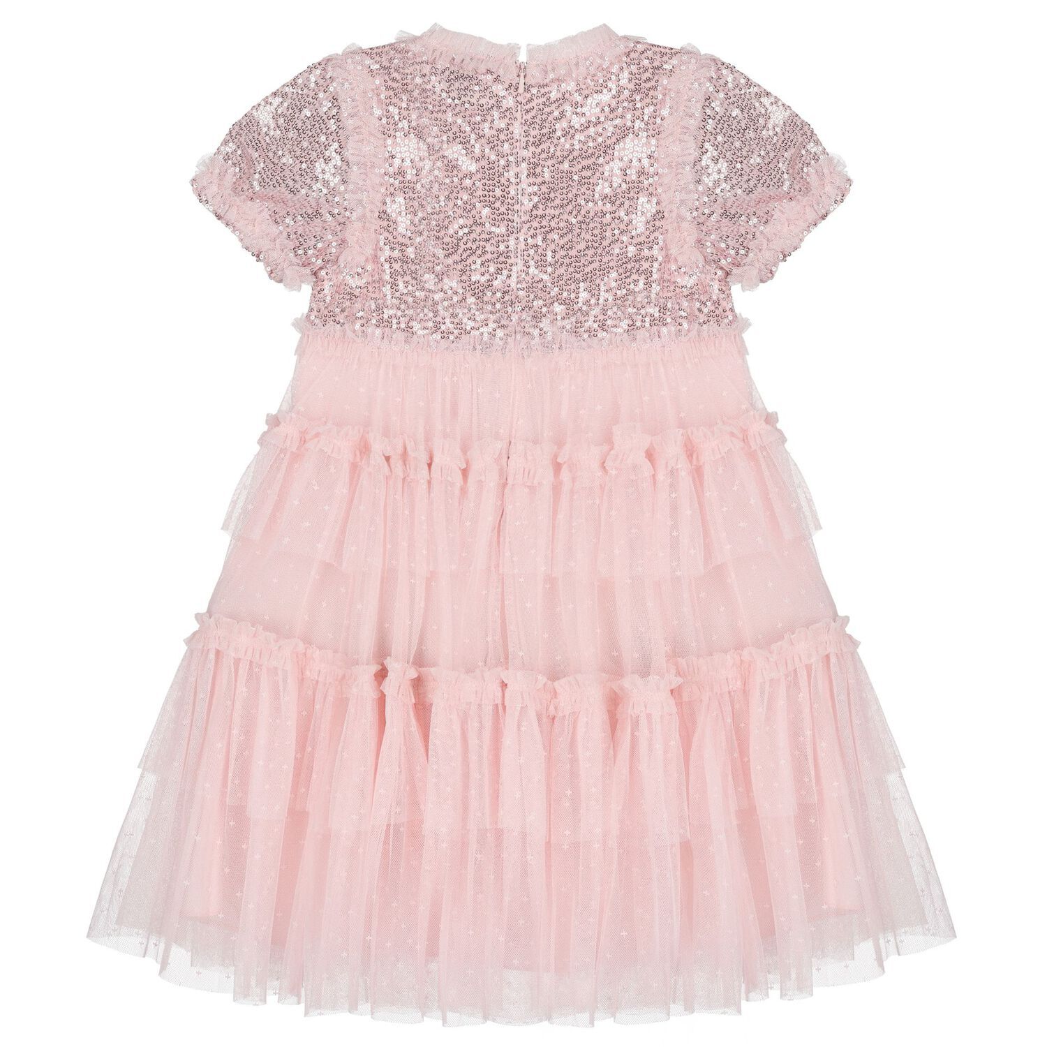 Girls Pink Sequin & Tulle Dress, 1, hi-res