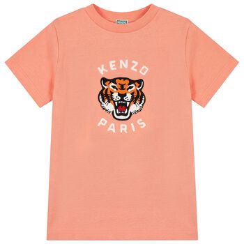 Girls Orange Tiger Logo T-Shirt Dress