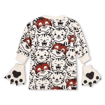 Younger Girls Beige Tiger Long Sleeve Dress
