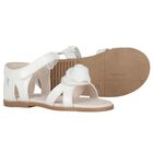 Younger Girls White Logo Flower Sandals , 1, hi-res