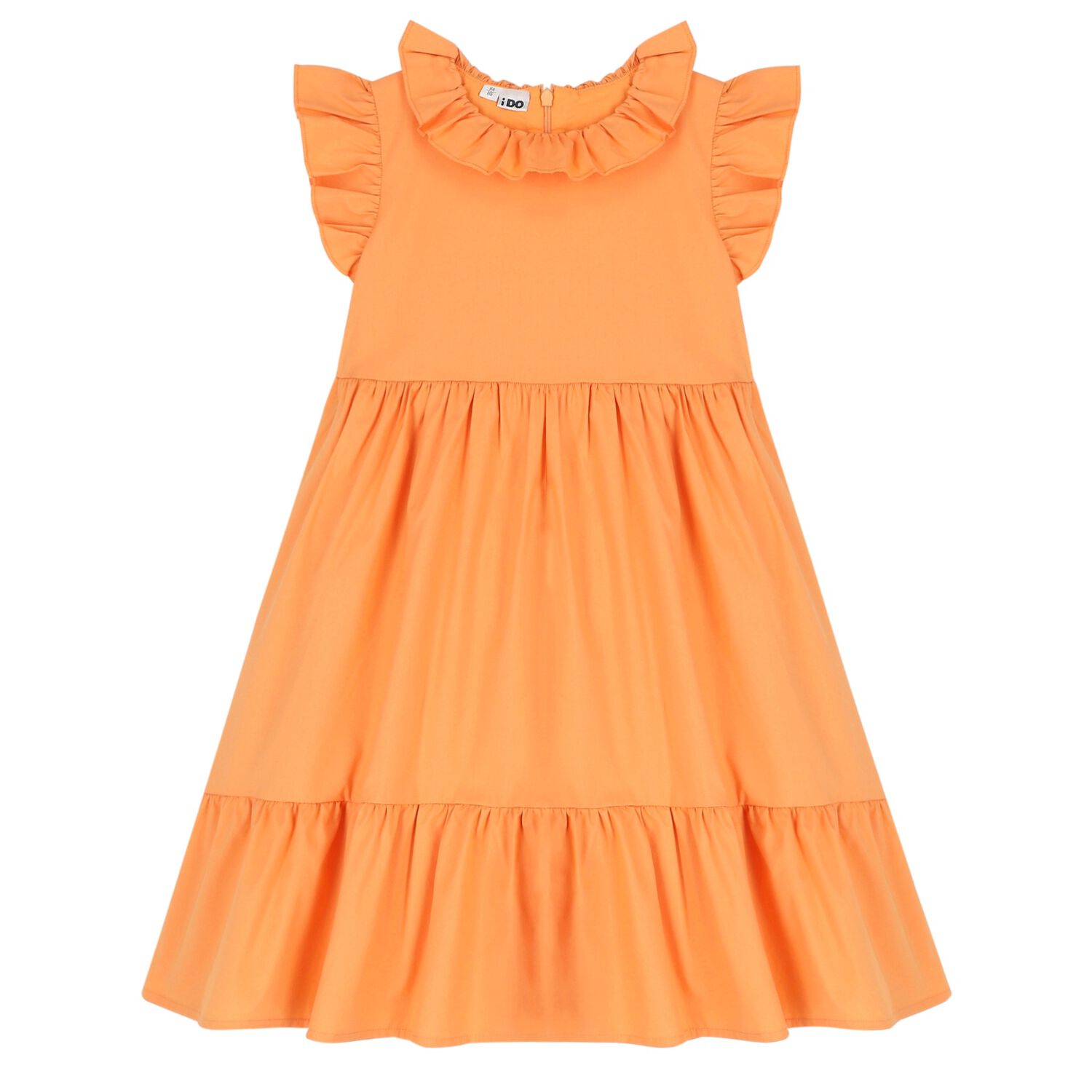 Girls Orange Ruffle Dress, 1, hi-res
