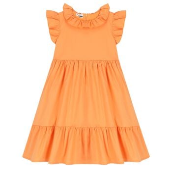 Girls Orange Ruffle Dress