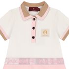 Girls Ivory & Pink Logo Polo Dress, 2, hi-res