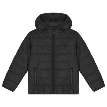 Boys Black Logo Padded Puffer Jacket