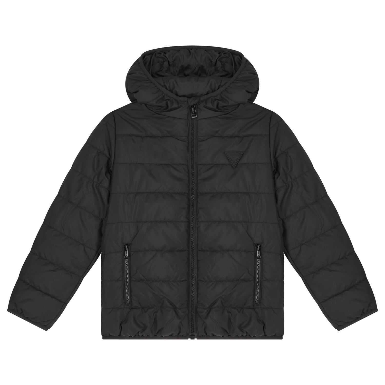 Boys Black Logo Padded Puffer Jacket, 1, hi-res image number null