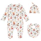 طقم ملابس القطن باللون العاجي على شكل دب مرح, 1, hi-res