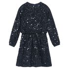 Girls Navy Blue Embellished Dress, 1, hi-res