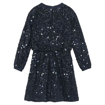 Girls Navy Blue Embellished Dress