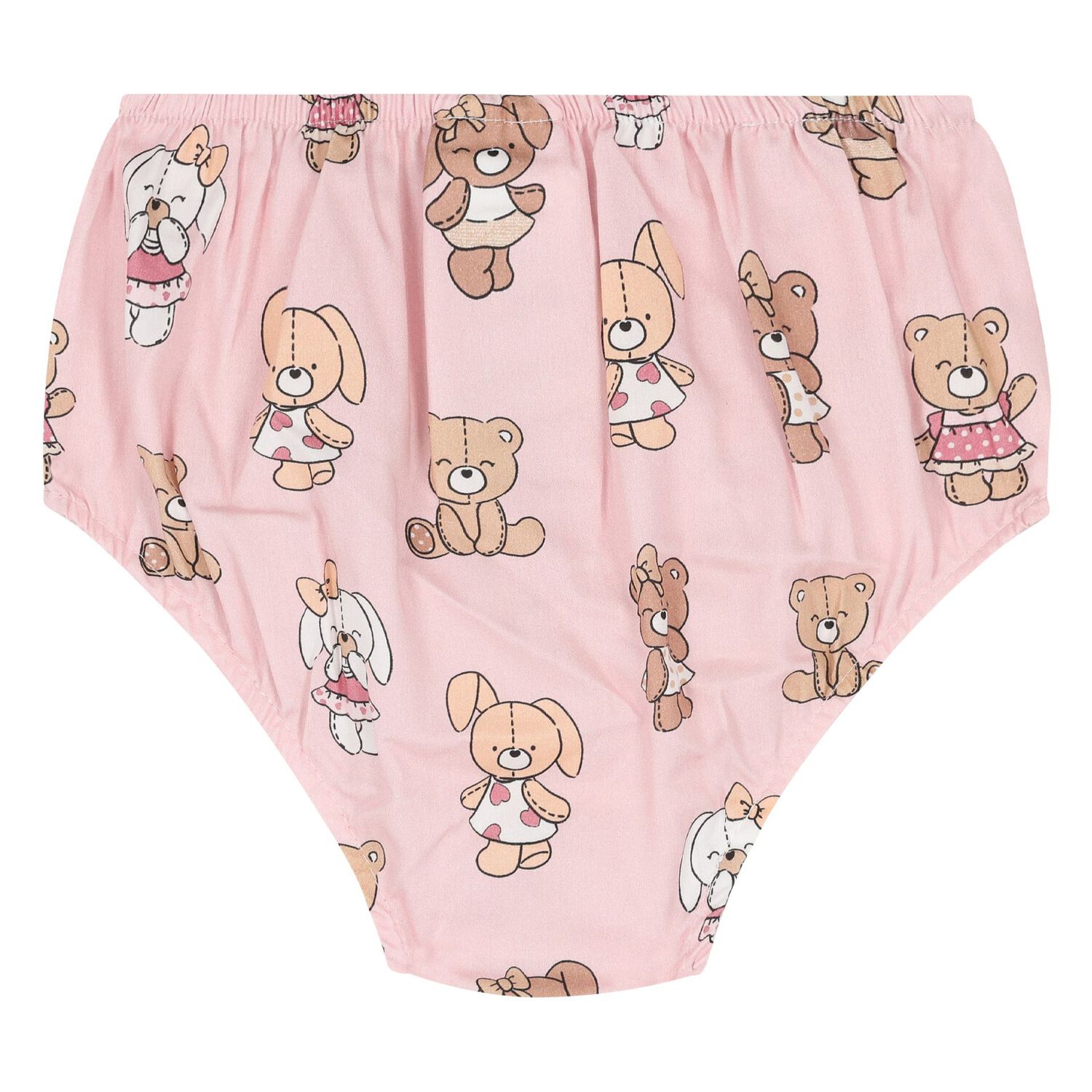 طقم فستان بنات بطبعه تيدى بير باللون الوردى, 4, hi-res