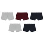 Boys Navy Blue, Grey & Burgundy Boxer Shorts ( 5-Pack ), 1, hi-res