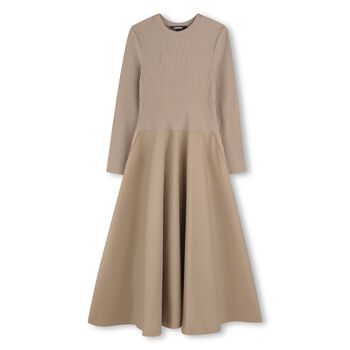 Girls Beige Logo Dress