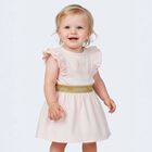 Younger Girls Pink & Gold Ruffled Logo Dress, 2, hi-res