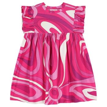 Girls Pink & Purple Ruffled Iride Dress
