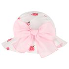 Girls White & Pink Rose Hat, 1, hi-res