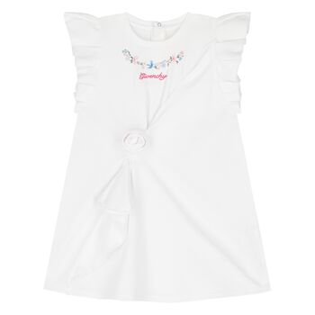 Younger Girls White Logo Dress
