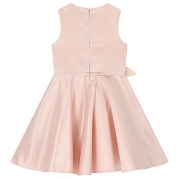 Girls Pink Satin Floral Dress