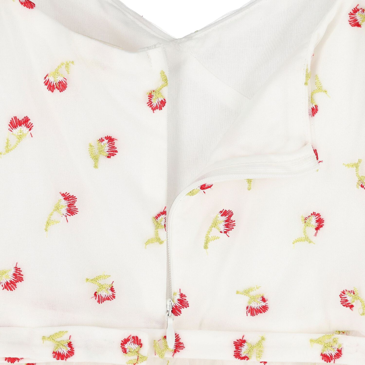 Girls White Floral Tulle Dress, 1, hi-res