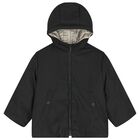 Boys Beige & Black Logo Reversible Puffer Jacket, 1, hi-res