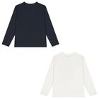 بلوزة بأكمام طويلة بالشعار باللون الرمادي و الأبيض للأولاد ( عبوة من قطعتين ), 1, hi-res