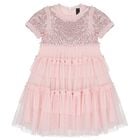 Girls Pink Sequin & Tulle Dress, 1, hi-res
