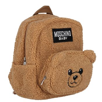 Beige Fleece Teddy Bear Backpack