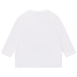 Younger Boys White Logo Cotton T-Shirt