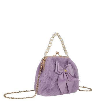 Girls Lilac Faux Fur Handbag