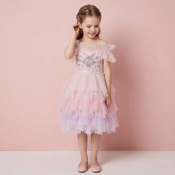 Girls Pink Embellished Tulle Dress