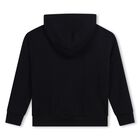 Girls Black Rhinestone Logo Hooded Top, 1, hi-res