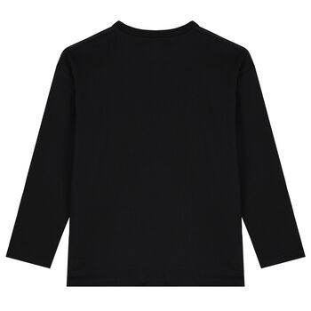 Boys Black Logo Long Sleeve Top