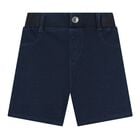 Baby Boys Yellow & Navy Blue Logo Shorts Set, 1, hi-res