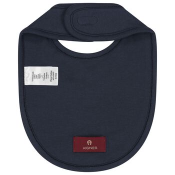 Baby Boys Navy Blue Logo Bib