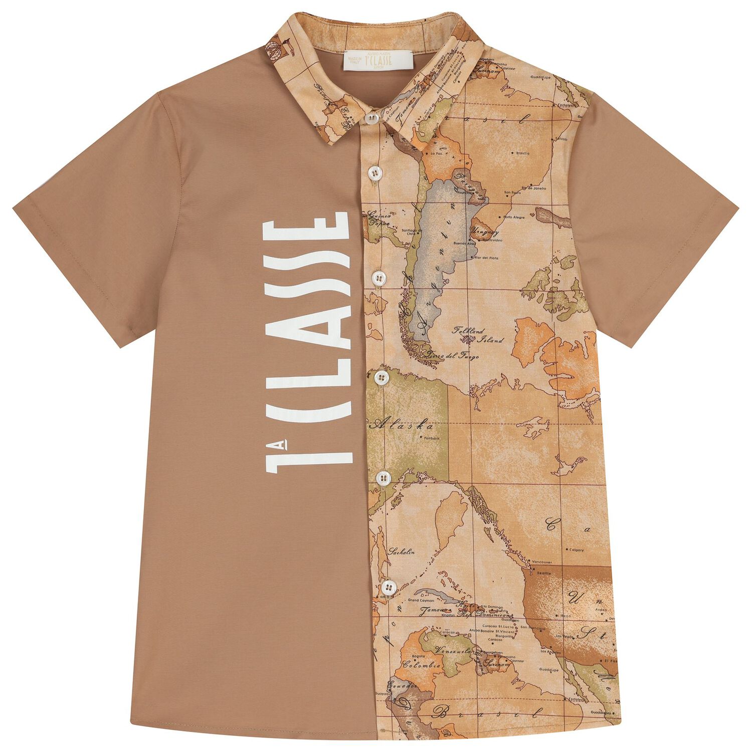 Boys Beige Geo Map Logo Shorts Set, 1, hi-res